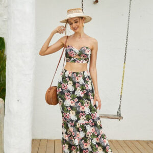 Women's 2Pcs Floral Long Skirt Set