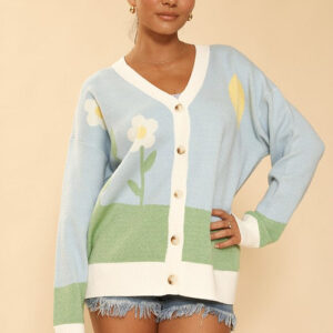 Flower field knit cardigan
