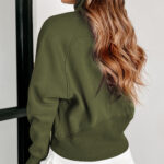 Moss Green Quarter Zip Stand Neck Kangaroo Pocket Sweatshirt