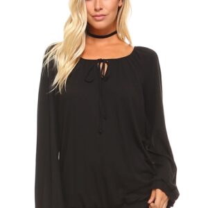 Women's Long Sleeve Solid Peasant Top