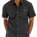 TWO POCKET BUTTON DOWN SHIRT (BLACK)