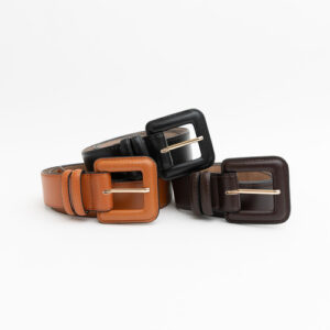Sleek Square-Buckle Genuine Leather Belt