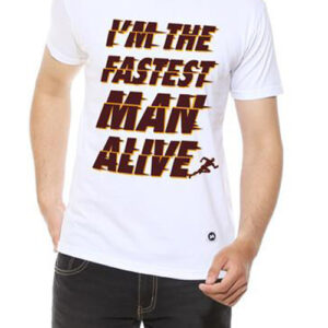 Fastest Man  White  Half Sleeve Graphic T Shirt