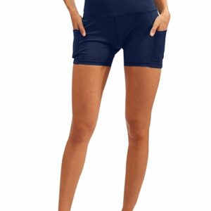 Calcao High Waist Yoga Shorts With Pocket - Navy