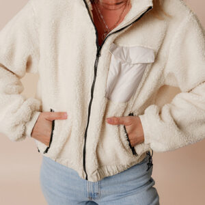 Jet Stream Zip-up Pocketed Hooded Sherpa Jacket