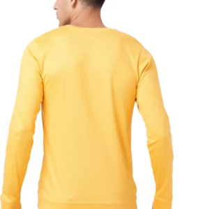 Men Solid Full Sleeves Round Neck Cotton Yellow T-Shirt (Size XL)