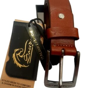 Men Black Genuine Leather Belt (Size-34) (Color-BROWN)