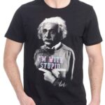 Einstein I'm With Stupid Black Half Sleeve Men